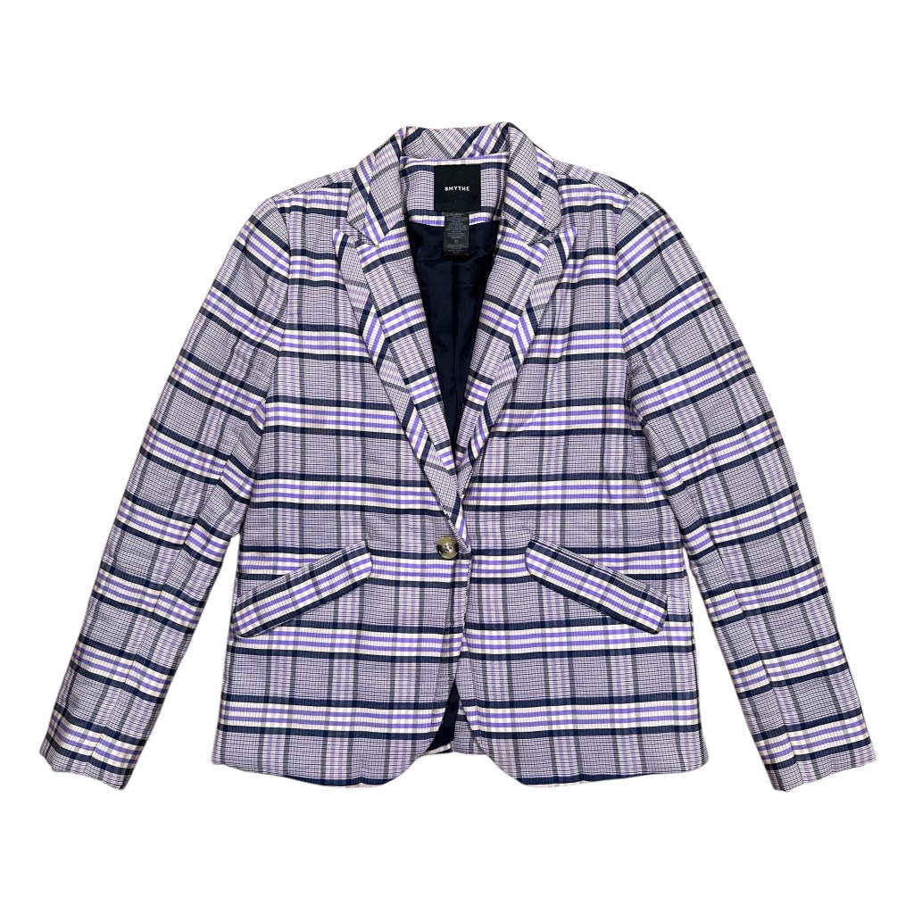 Smythe Purple Plaid Single-Button Blazer